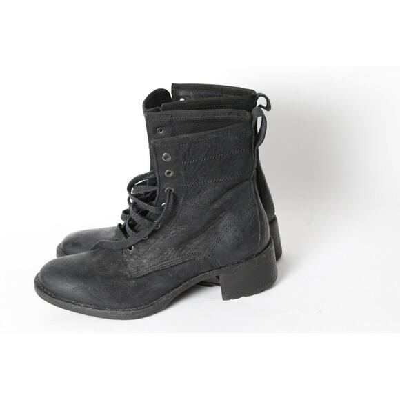 VERA WANG Lavender Black Leather Lace Up Ankle Boots Booties Size EUR 36 US 6 - Picture 6 of 9